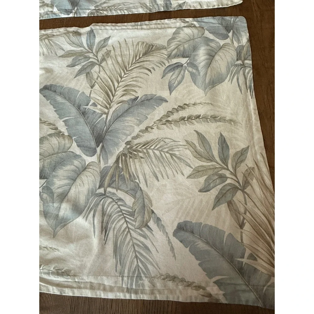 Tommy Bahama Home Tropical Palm Leaf Standard Pillow Shams Set of 2 Coastal Blue